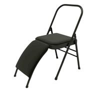 APOIUO Sedia da yoga, seduta in tessuto con supporto for i piedi, schienale in metallo senza schienale, for esercizi di stretching e sollievo dallo stress(Black)