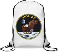 Apollo 11 American Bald Eagle Moon Mission - Sacca da palestra casual, con coulisse, colore: bianco