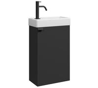 Apollo 40 x 22 cm, nero opaco, set di mobili da bagno salvaspazio con lavabo e mobiletto