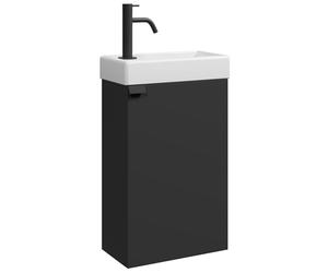 Apollo 40 x 22 cm, nero opaco, set di mobili da bagno salvaspazio con lavabo e mobiletto
