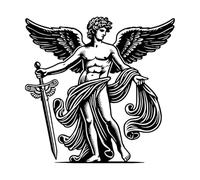 Apollo, dio greco della musica, della poesia e della profezia Adesivi incisi 42x42.9cm Pittura murale artistica Nero