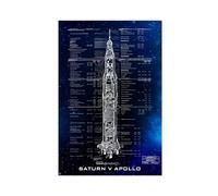 Apollo Saturn V Blueprint poster su tela per camera da letto, decorazione per ufficio, camera da letto, regalo, senza cornice, 40 x 60 cm