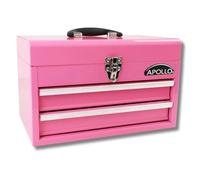 Apollo Tools DT5010P - Cassetta degli attrezzi in acciaio con scomparto superiore profondo e 2 cassetti in acciaio resistente con apertura con cuscinetti a sfera e finitura verniciata a polvere,