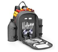 apollo walker Zaino da picnic per 2 persone, set da picnic (set e coperta), borsa termica per campeggio, spiaggia, escursionismo, grigio chiaro