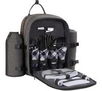 apollo walker Zaino da picnic per 4 persone, set da picnic (set e coperta), borsa termica per campeggio, spiaggia, escursionismo, grigio chiaro