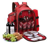 apollo walker Zaino da picnic per 4 persone, set da picnic (set e coperta), borsa termica per campeggio, spiaggia, escursionismo, rosso