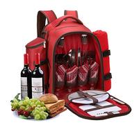 APOLLO WALKER Zaino Termico Picnic,Borsa Termica per Set da Picnic per 4 Persone (Set e Coperta) con Tazza,Borsa Frigo Zaino,Borse Frigo per Campeggio,Spiaggia,Escursionismo(Rosso - quattro persone)
