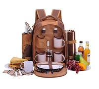 APOLLO WALKER Zaino Termico Picnic,Borsa Termica per Set da Picnic per 4 Persone (Set e Coperta) con Tazza,Borsa Frigo Zaino,Borse Frigo per Campeggio,Spiaggia,Escursionismo(Caffè quattro persone)