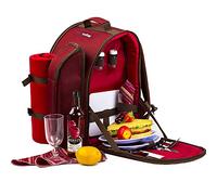 APOLLO WALKER Zaino Termico Picnic,Borsa Termica per Set da Picnic per 4 Persone (Set e Coperta) con Tazza,Borsa Frigo Zaino,Borse Frigo per Campeggio,Spiaggia,Escursionismo(Rosso - due persone)