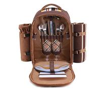 APOLLO WALKER Zaino Termico Picnic,Borsa Termica per Set da Picnic per 4 Persone (Set e Coperta) con Tazza,Borsa Frigo Zaino,Borse Frigo per Campeggio,Spiaggia,Escursionismo(Caffè - due persone)