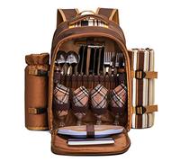 APOLLO WALKER Zaino Termico Picnic,Borsa Termica per Set da Picnic per 4 Persone (Set e Coperta) con Tazza,Borsa Frigo Zaino,Borse Frigo per Campeggio,Spiaggia,Escursionismo(Caffè quattro persone)