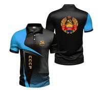 APOMBOP Polo 3D da Uomo Streetwear per C.C.C.P Comode Sportive A Maniche Corte con Bottoni Mezza Manica Colletto Traspiranti Morbide Top.-LanSe||x_l