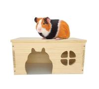 APOMNG Casetta Rifugio per Criceti in Legno di Pino con Coperchio Ribaltabile e Ingresso Orecchie di Gatto, Spaziosa Accogliente Durevole Non Tossica per Piccoli Animali