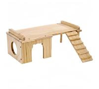 APOMNG Piattaforma per criceti in Legno Resistente e spaziosa con rifugio e Scala per arrampicarsi, in Legno di Pino Naturale, Area Gioco Elevata e di Riposo sicura per Piccoli Animali