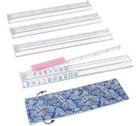 APOMNG Set da 4 Supporti per Mahjong con Borsa - Allineamento Automatico, 70% più Spessi, Impermeabili, Adatti a Tessere da 1,4 Pollici e più Piccole,Clear