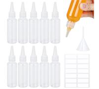 APOMOONS 10 Pezzi 100ml Bottiglia Squeeze Plastica Bottiglie Small Trasparente Squeeze Bottle con Imbuto e Carta Etichette per Liquidi Olio Ketchup Senape