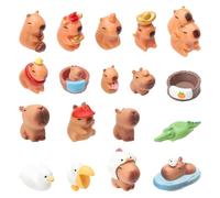 APOMOONS 18 mini statuette Capybara, decorazione per il giardino delle fate, in silicone, per bambini, compleanno, baby shower, feste, torte, decorazione per la casa delle bambole