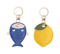 APOMOONS 2 Pezzi Airtag Portachiavi in Pelle, Squalo e Limone Custodia, Porta Resistente ai Graffi, Cover per Apple Airtag Tessera di Accesso Localizzatore GPS