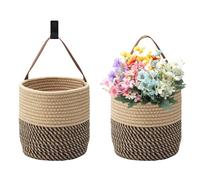 APOMOONS 2 Pezzi Cestini da Parete da Appendere Con Manico Cestini da Parete per Appendere Cestino in Cotone Intrecciato Cestino da Parete Intrecciato, Bagno