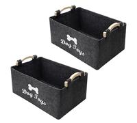 APOMOONS 2 Pezzi Cestino Portagiochi per Cani Grigio con Maniglia Scatola Pieghevole in Feltro Cestino Portagiochi per Cani Scatola in Feltro per Riporre Spuntini Piccole Cose Lavanderia Sporca