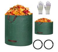 APOMOONS 2 Pezzi Sacchi per Rifiuti da Giardino con 1 Paio di Guanti Resistenti Sacchi Giardinaggio Riutilizzabili con Maniglie, Sacco Raccogli Foglie Sacco Raccogli per Foglie Erba, Detriti 120L 50L