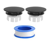APOMOONS 2 Pezzi Troppo Pieno Rotondo Copertura per Scolo Lavello Tappo Troppo Pieno Lavandino per Scolo Lavello Bagno Inserto Cucina Sostituzione con una Bobina di Nastro Ptfe Nero