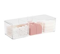 APOMOONS 3 Scomparti Organizer Trucchi con Coperchio, Trasparente Porta Trucchi Organizer, Organizzatore Trucchi Impilabili, Portatrucchi Organizzatore per Bagno, Lavabo, Cucina