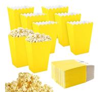 APOMOONS 50 Pezzi Scatola di Popcorn Bianca, Popcorn Scatole di Carta Mini Contenitori Carta per Popcorn, Sacchetti Pop Corn, per Posizionare Popcorn e Snack in Cinema Feste Picnic Feste (giallo)