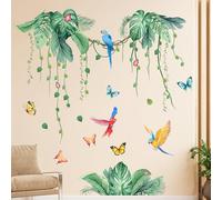 APOMOONS Adesivi Murali Scritte Adesive per Pareti Foglie Verdi Tropicali Adesivi da Parete Fiori E Piante Uccelli Vite Appesa Decorazione Murale Camera da Letto Soggiorno Camerette