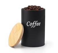 APOMOONS Barattolo per caffè, contenitori neri ermetici, 500 ml, rettangolare, caffè macinato, capsule, cialde