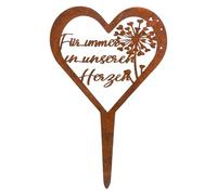 APOMOONS Decorazione per sepoltura a forma di cuore, resistente alle intemperie, con scritta per sempre nei nostri cuori, in acciaio inox, resistente alle intemperie, resistente alle intemperie, per