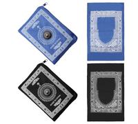 APOMOONS Set di tappeti di preghiera, 2 pezzi di tappeti di preghiera da viaggio con bussola, prayer mat portatile per la casa e il viaggio, 100 x 60 CM antivento impermeabile (nero e blu)