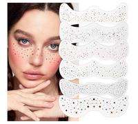 Apooliy 6pcs toppe del trucco del fronte dell'oro, lentiggini del fronte di, toppe impermeabili delle macchioline del fronte di scintillio, lentiggine finta dell'argento per trucco del partito