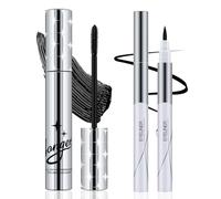 Apooliy Duo di mascara nero e eyeliner liquido, set per il trucco degli occhi impermeabile, a prova di sbavature e da indossare tutto il giorno, per occhi audaci e drammatici (2 pezzi).