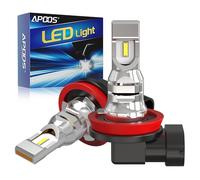 APOOS Lampadine H11 LED Fendinebbia Non Polarità H11 H8 H9 H16 LED Lampadina Alogene di Ricambio per Auto Lampade Fendinebbia Diurne Luci Antinebbia 12V 24V 6500K Bianco 2 Pezzi