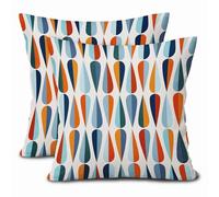 aportt Set di 2 federe quadrate Mid-Century, 40,6 x 40,6 cm, a forma di goccia, stile moderno, retrò, in cotone e lino, decorazione per la casa, soggiorno, divano, veranda, esterni