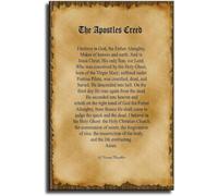 Apostles Creed Wall Art Vintage Parchment Style Catholic Protestant Faith