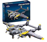 Apostrophe Games P-38 Fulmine Set Building Blocks - 937 pezzi - Air Force Fighter aereo Giocattoli da costruzione per bambini e adulti-Compatibile con tutti i mattoni da costruzione