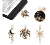 Aposwow Charm a forma di drago, 4 pezzi, a forma di drago, luna, stella, tipo C, con porta di ricarica USB C per Kindle e telefono, accessori per e-reader, amanti dei libri, donne e uomini