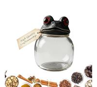 Apothecary Jars - Frog Design Containers | Witchy Frog Glass Spices Jars | Gothic Storage Bottles for Bathroom, Kitchen, Vanity, or Counter | Apothecary Jar for Candy, Caffè, Cookiess, Sugar & Flour