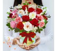 APOTODITO Rose Card, Biglietto Pop Up con Musica e Luci, Biglietti Pop Up con Fiori, Mazzo di Fiori 3D Pop Up, Regalo per Compleanni, San Valentino, Festa della Mamma per Donne, Moglie e Mamma