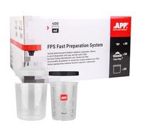 App FPS Fast Preparation System, Set di Tazze e coperchi Morbidi monouso + Tazza Rigida | 400 ml | 190 Micron | op (50 + 1 pz)