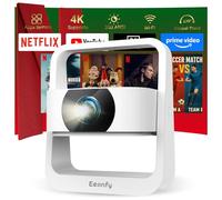 [App Integrata] Eeenfy Venus V1[2.0] Proiettore Android Portatile con 350ANSI, 4K Supporto, E-Focus/Keystone, WiFi Bluetooth, Videoproiettore per Esterni/Home Cinema, Bianco