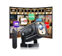 [App integrata] Mini Proiettore 1080P FHD, 2025 Proiettore 4K Supporta Proiettore Portatile WiFi 6 Bluetooth 5.4 Auto Keystone, HDMI/Phone/USB/TV Stick/Laptop, con Cavo HDMI & Mouse nero