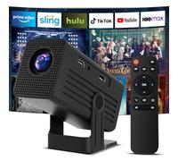 App integrata: mini proiettore Polaring 4K con supporto WiFi e Bluetooth 1080p, correzione trapezoidale automatica, rotazione a 90°, compatibile con telefono, TV Stick, HDMI, USB (nero)