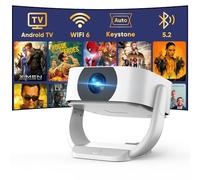 [App Integrata] Mini Proiettore Portatile Auto Keystone/E-Focus, WiFi BT Native 1080P 4K, 270° Rotabile Zoom 50% per Home Theater, HDMI/USB/Telefono/Mouse