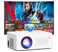 [App Integrata]Puxinat Mini Proiettore 1080P 2025 Upgraded Proiettore Portatile Dual Control con Mouse Android TV WiFi6 BT5.2, 50% Zoom, Compatibile con HDMI/TV Stick/USB/Laptop/Mouse