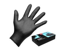 APP Quartz Q-GRIP Guanti Monouso in Nitrile Neri 8 mil Ultra Spessi, 50 Pezzi | Texture Diamante Antiscivolo, Senza Polvere, Polsino Arrotolato, Alta Protezione Chimica e Meccanica | Taglia XL