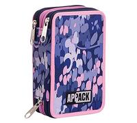 Appack a ppack Astuccio 3 Scomparti, Enjoycy, Blu, Completo Di contenuto Scolastico Penne, Matite, Pastelli, Pennarelli, Taglia Unica