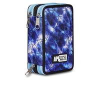 Appack Astuccio 3 Zip Appack, Blu, Completo di Matite, Pennarelli, Scuola & Tempo Libero